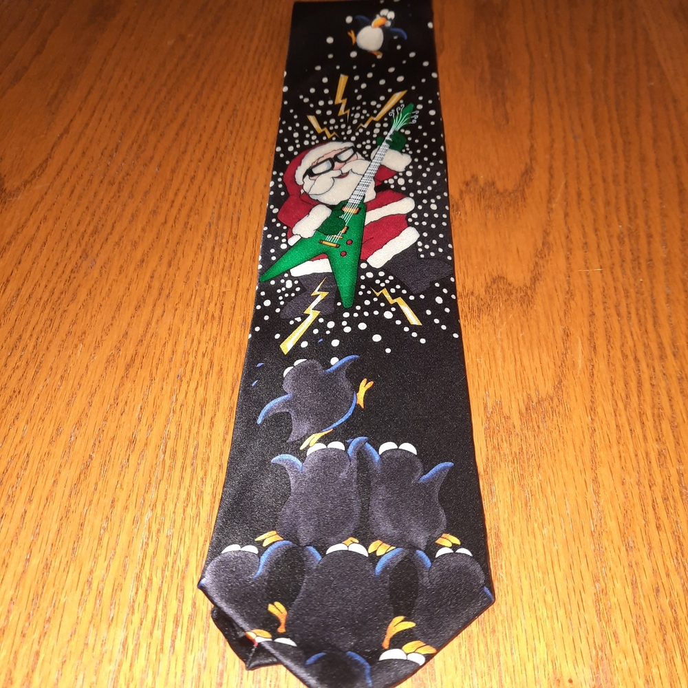 Polar Pals Rocking Santa Tie | Festive Christmas Holiday Men's Accessory - Picture 2 of 4